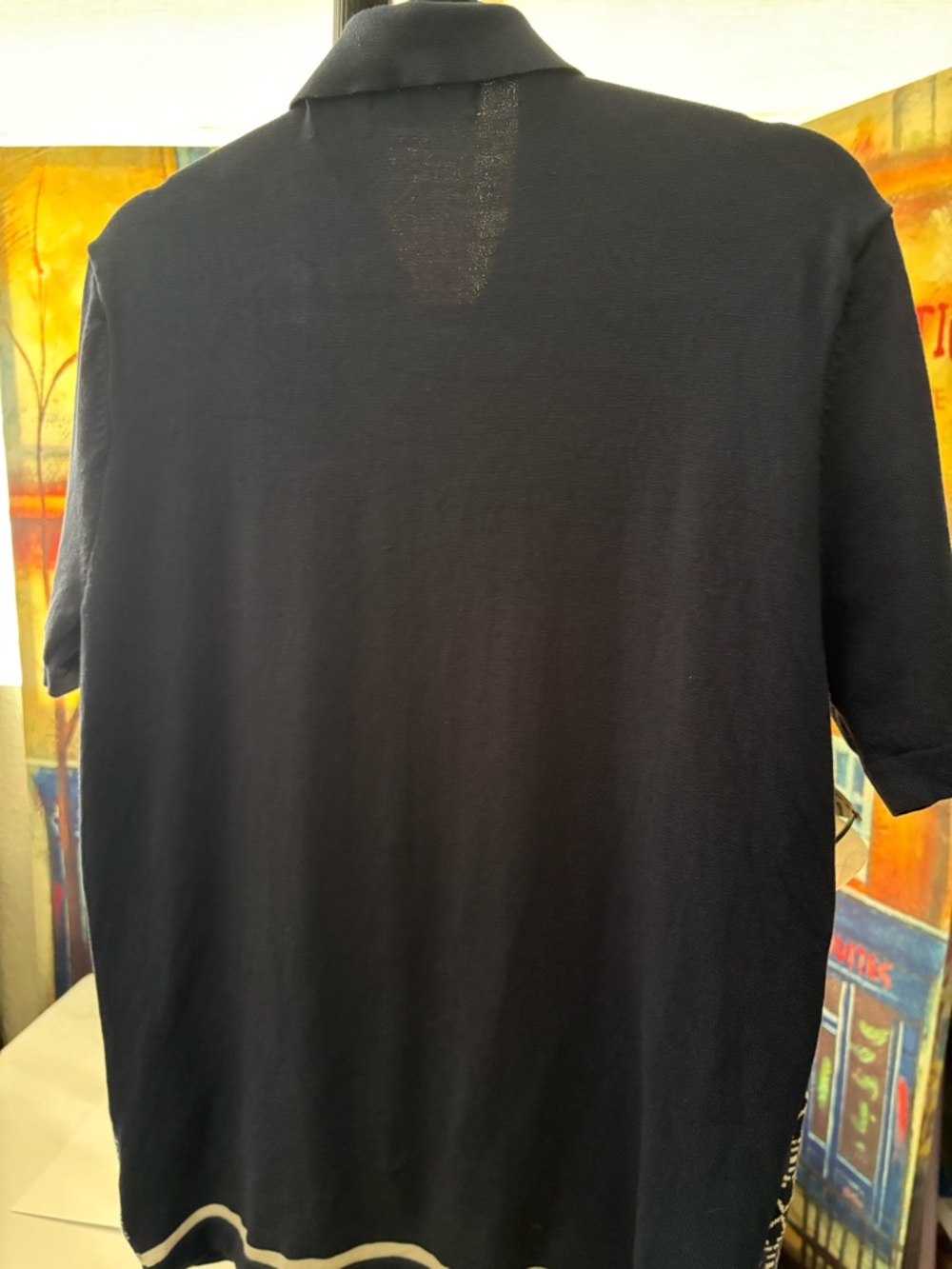PJ Paul Jones Navy and White Geometric Knit Polo - Size M - Picture 3 of 4